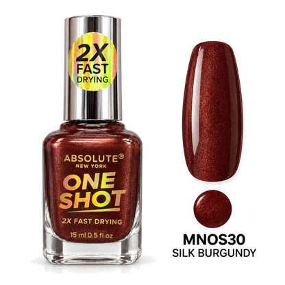 Absolute New York One Shot Silk Burgundy (MNOS30) nail polish, 15 mL