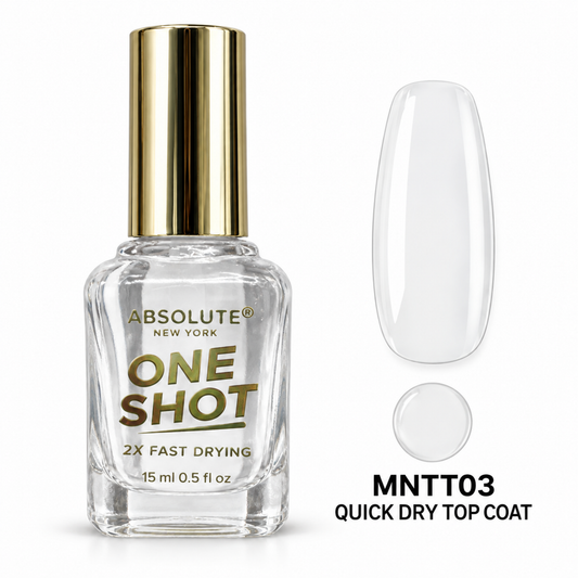 Absolute New York One Shot MNTT03 Quick Dry Top Coat, 15 mL