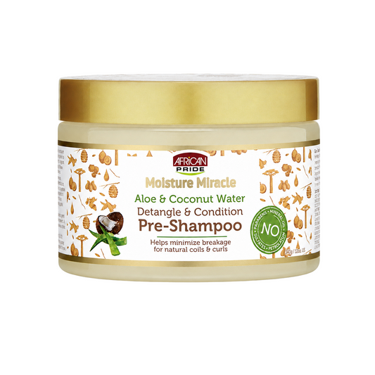 African Pride Moisture Miracle Aloe and Coconut Water Detangle and Condition Pre-Shampoo 12 oz