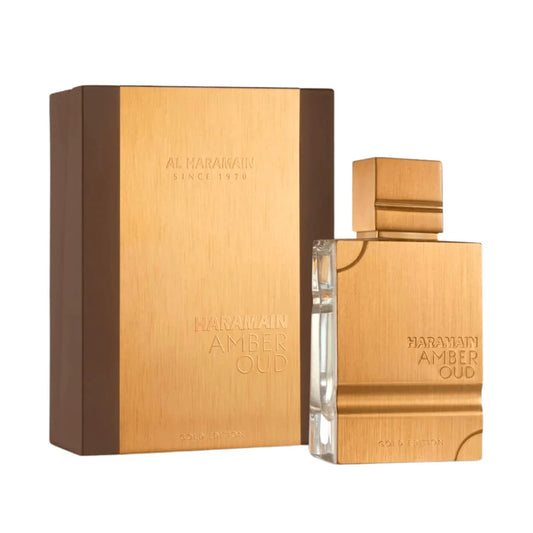 Al Haramain Amber Oud Gold Edition Eau de Parfum 2 oz 60 mL bottle and box