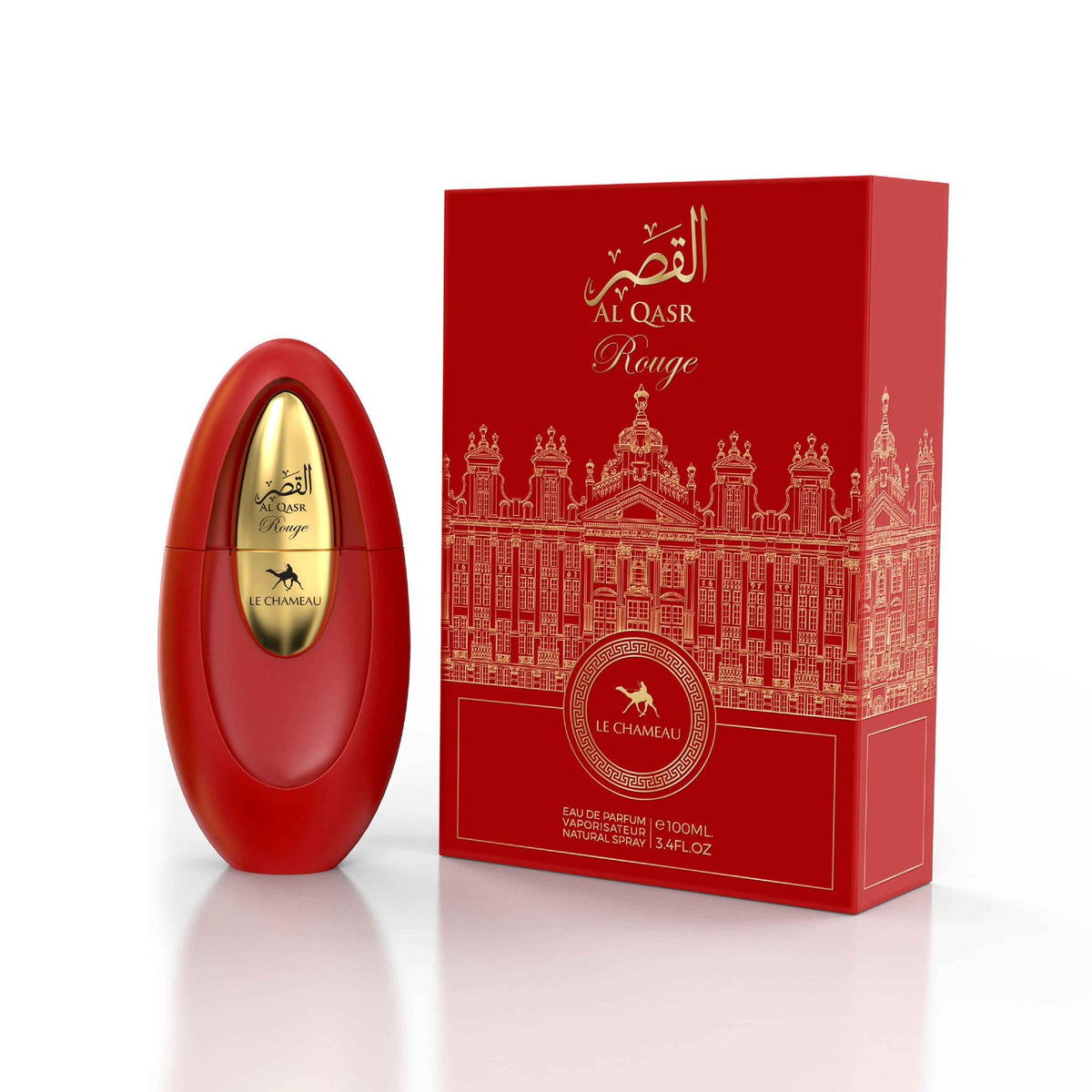 Le Chameau Al Qasr Rouge Eau de Parfum for Women – 3.4 oz / 100 mL bottle on white background