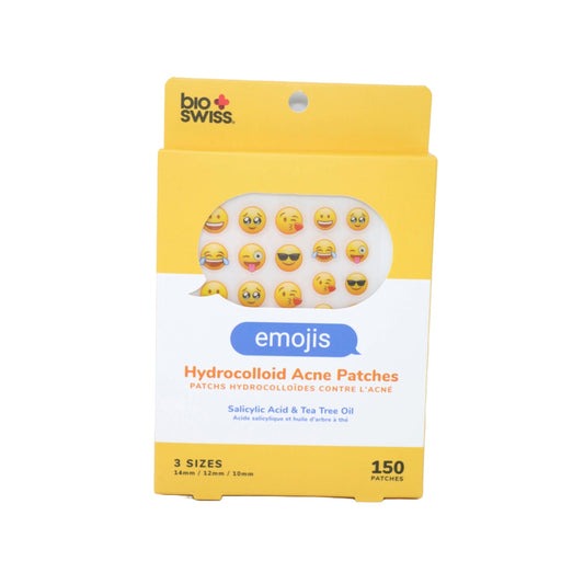 Bio Swiss Emojis Hydrocolloid Acne Patches 150 Count packaging