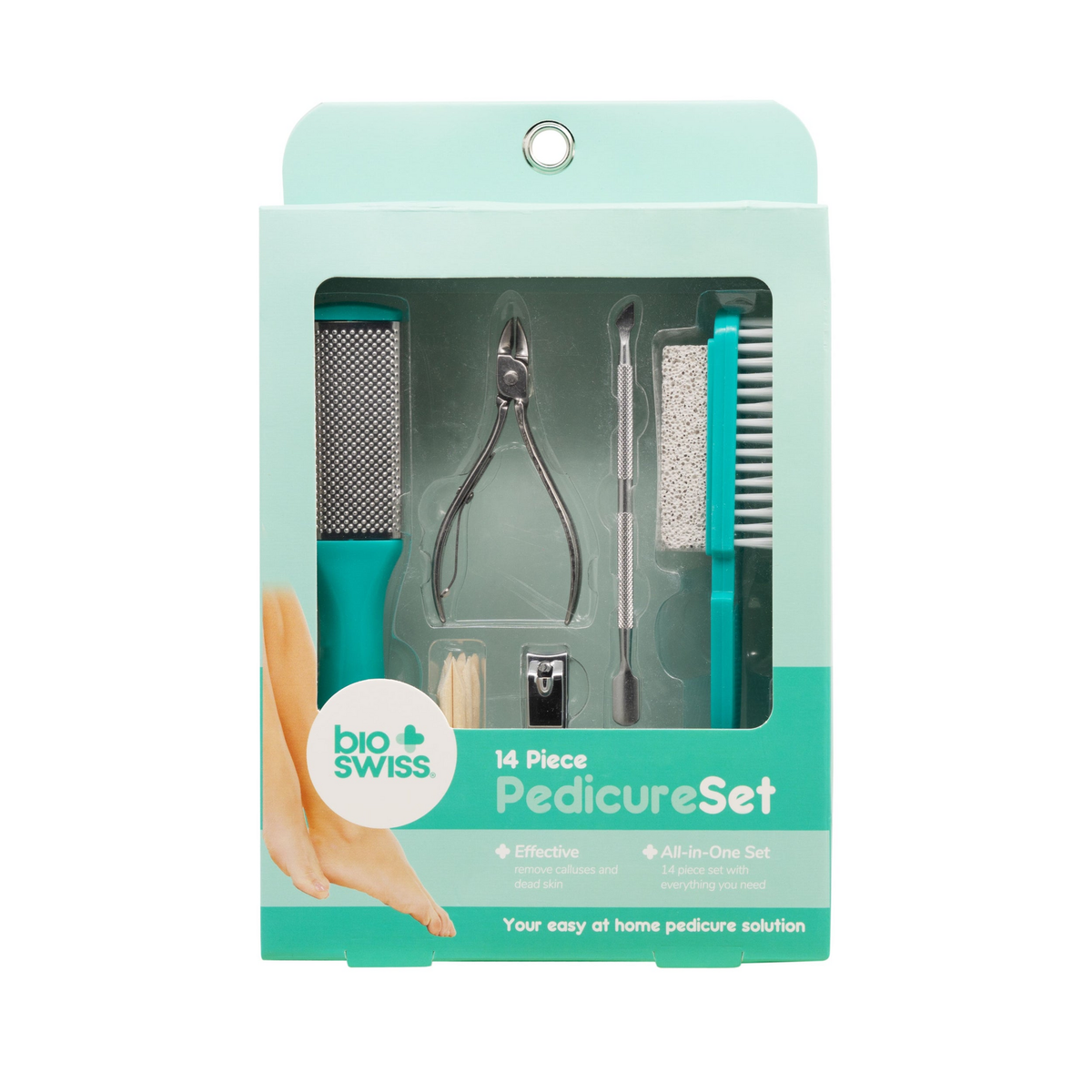 BioSwiss 14-piece pedicure set in aqua, item 3306B