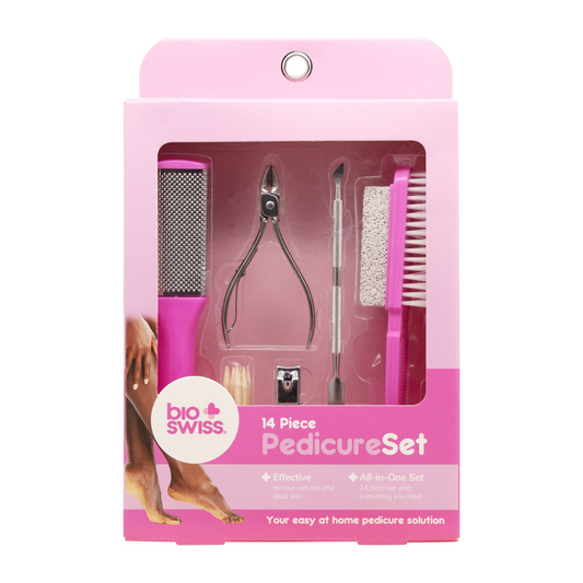 BioSwiss 14-piece pedicure set in pink, item 3306P