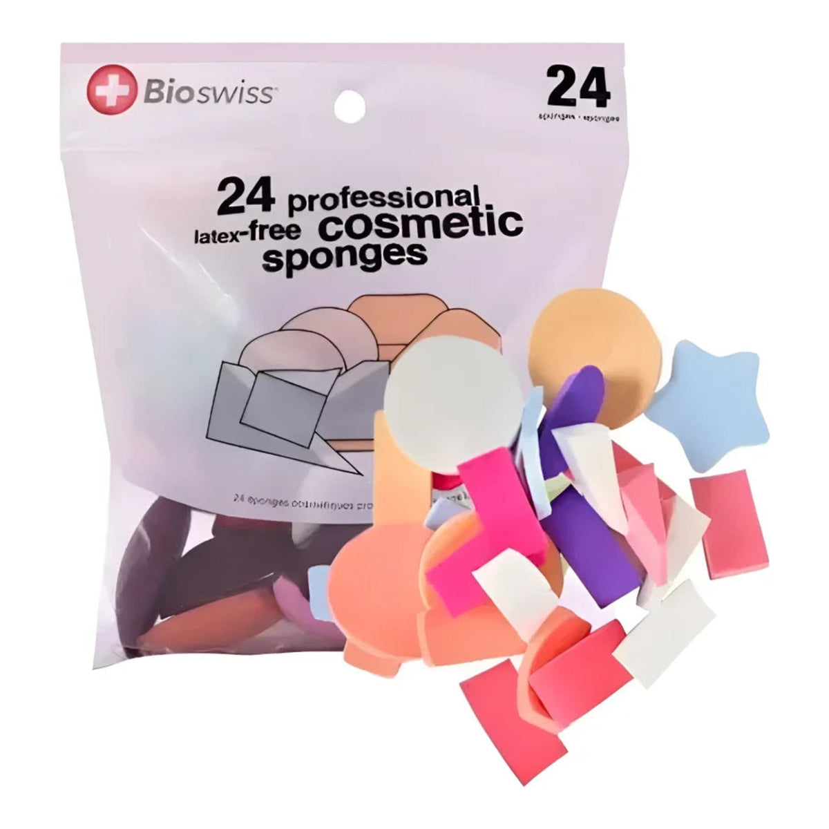 BioSwiss professional latex-free cosmetic sponges assorted 24-count pack