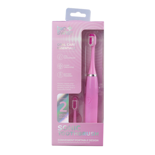 BioSwiss sonic electric toothbrush package with 2 brush heads, UPC 840272806920