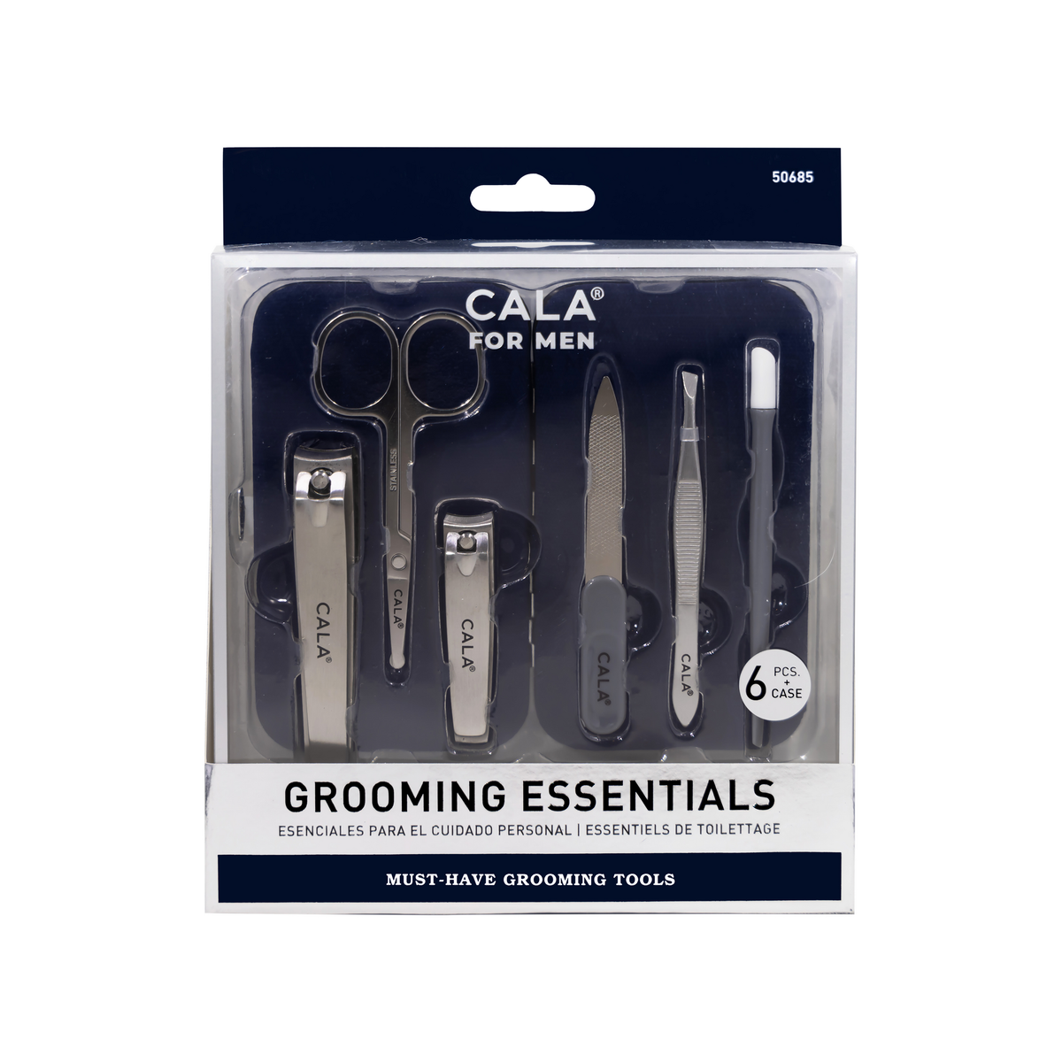 CALA Men 50685 six-piece grooming essentials manicure set with travel case