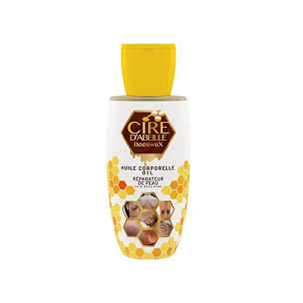 Cire d'Abeille body oil bottle, front view