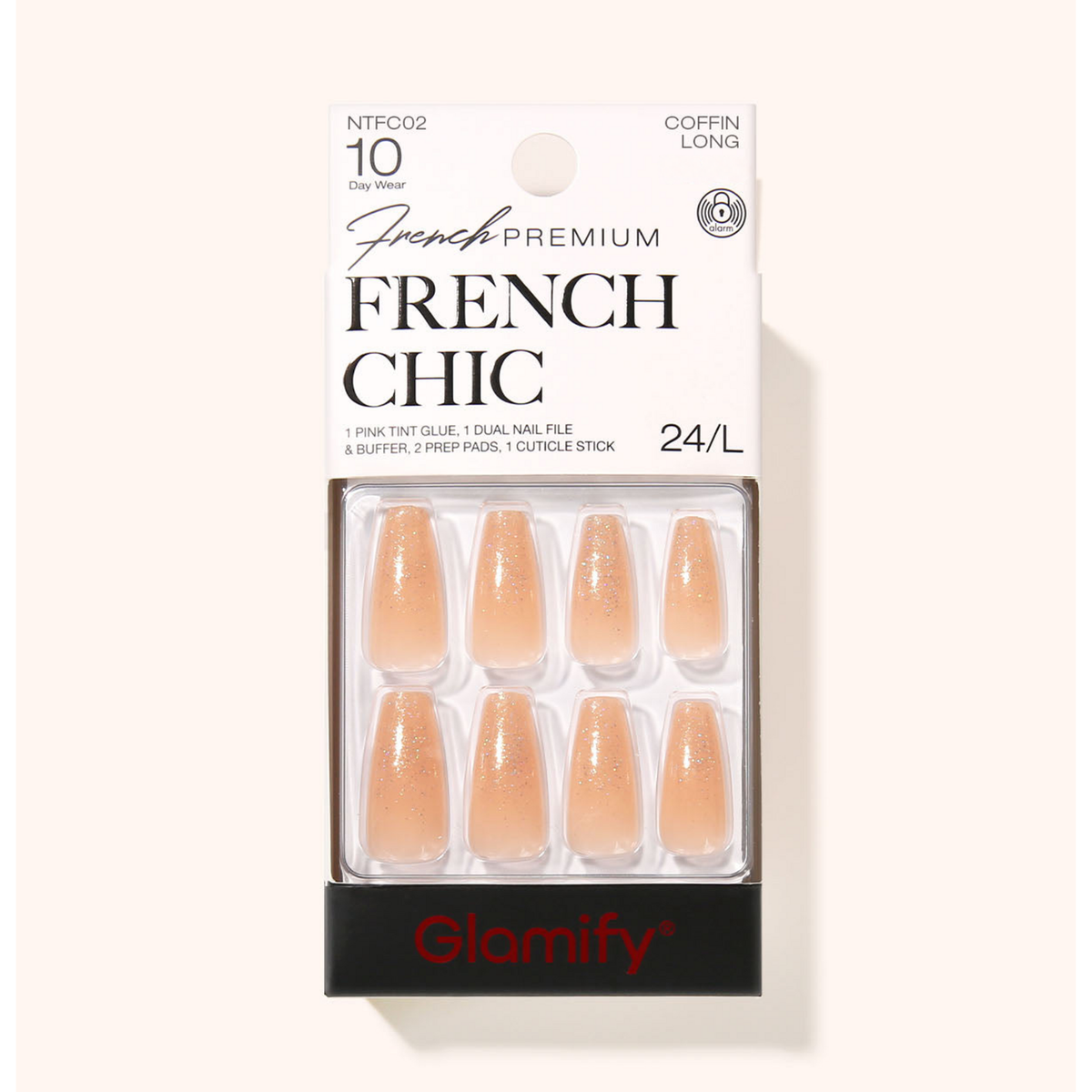 Glamify French Chic Press-On Nails NTFC02 – Coffin Long