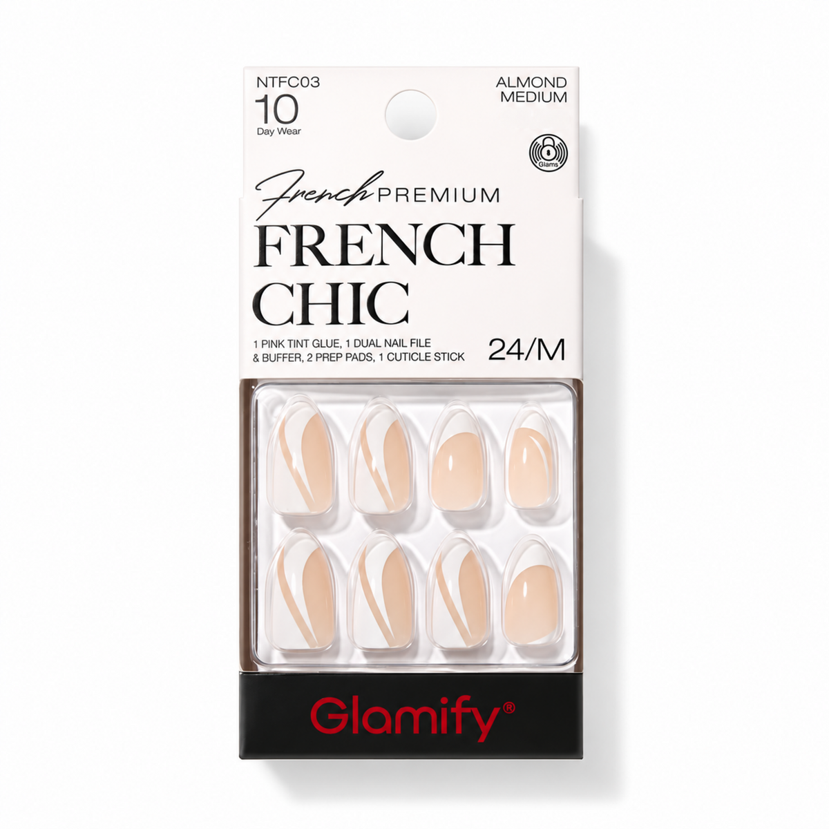 Glamify French Chic Press-On Nails NTFC03 – Almond Medium
