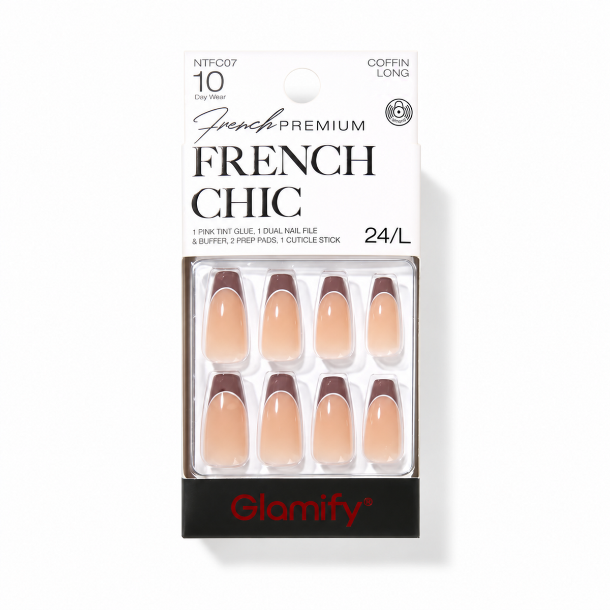 Glamify French Chic Press-On Nails NTFC07 – Coffin Long