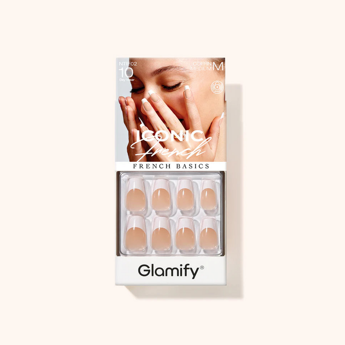 Glamify Iconic French Press-On Nails NTIF02 – Coffin Medium