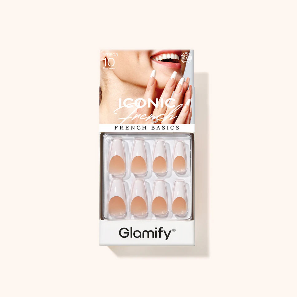 Glamify Iconic French Press-On Nails NTIF03 – Coffin Long
