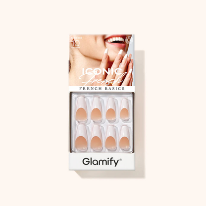 Glamify Iconic French Press-On Nails NTIF03 – Coffin Long