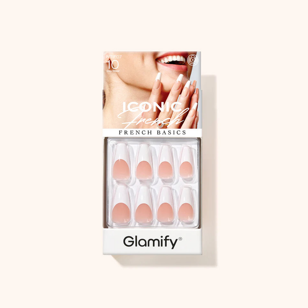 Glamify Iconic French Press-On Nails NTIF07 – Coffin Long
