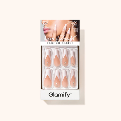 Glamify Iconic French Press-On Nails NTIF16 – Coffin X-Long
