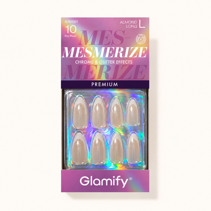 Glamify Mesmerize NTMR01 Almond Long press-on nails