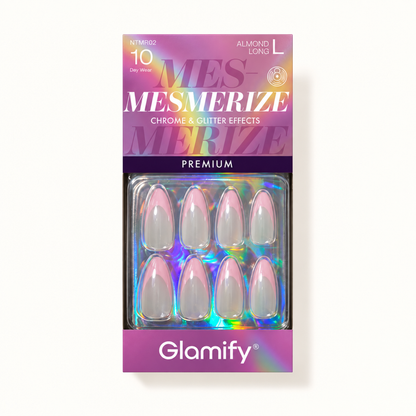 Glamify Mesmerize NTMR02 Almond Long press-on nails