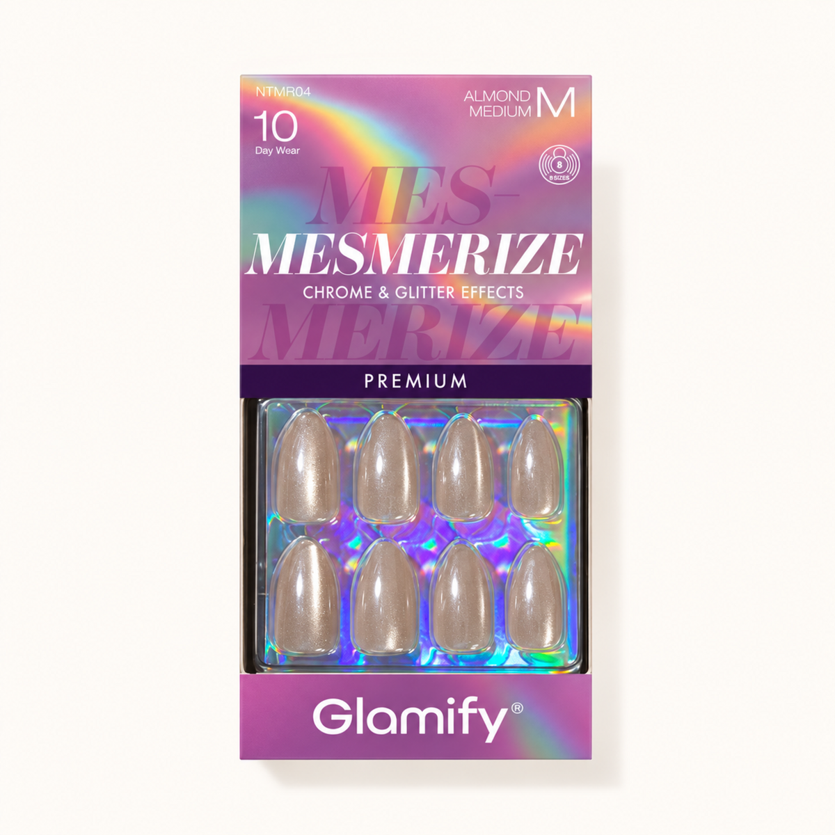 Glamify Mesmerize NTMR04 Almond Medium press-on nails