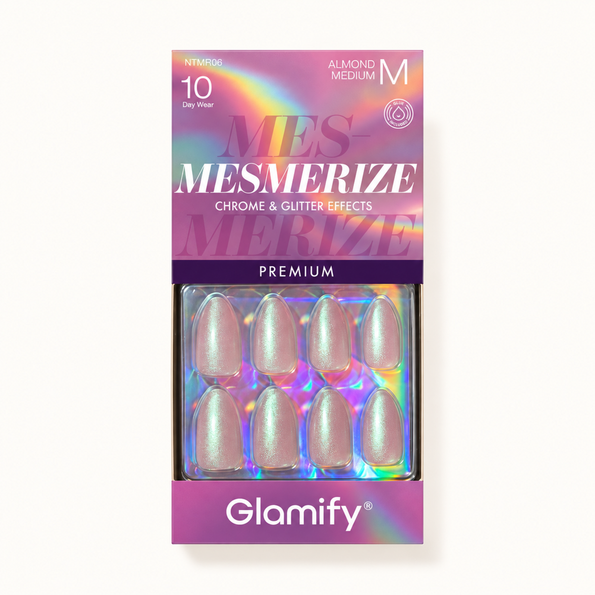 Glamify Mesmerize NTMR06 Almond Medium press-on nails