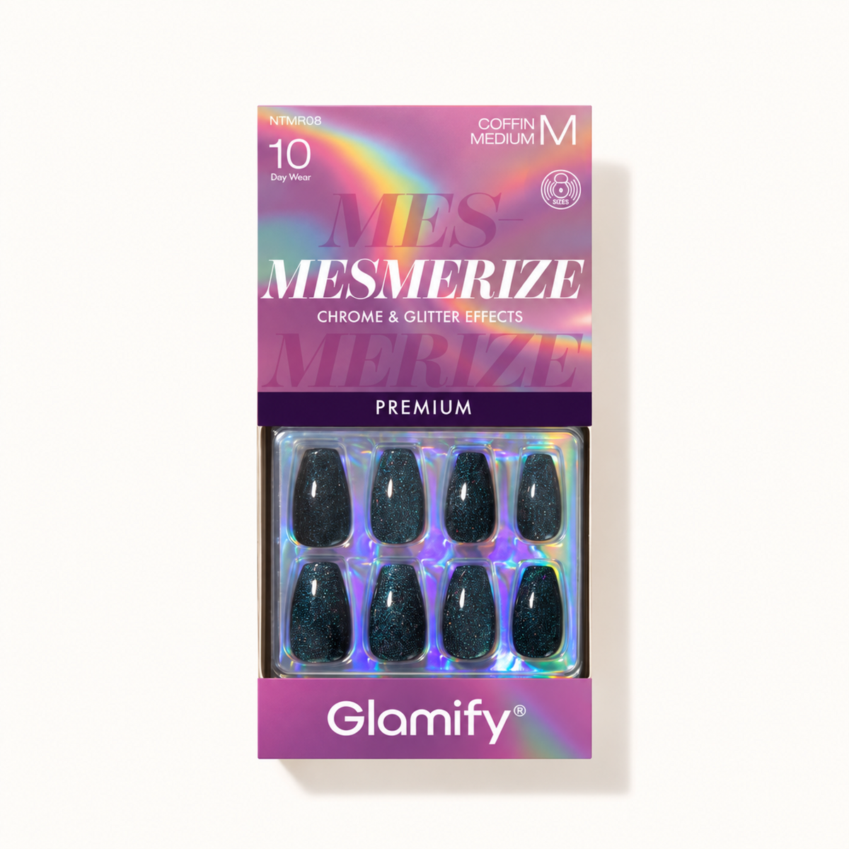 Glamify Mesmerize NTMR08 Coffin Medium press-on nails