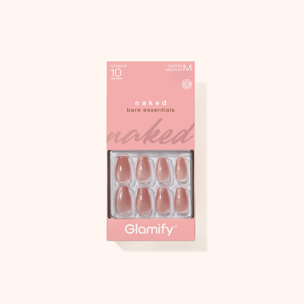 Glamify Naked Press-On Nails NTNK06 – Coffin Medium