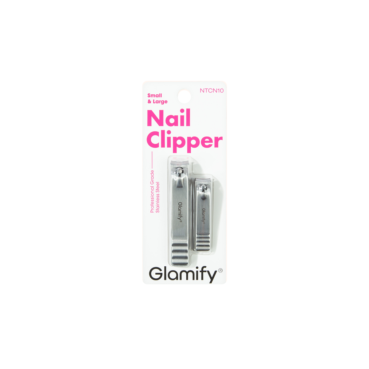 Glamify NTCN10 stainless steel nail clipper set with small and large clippers