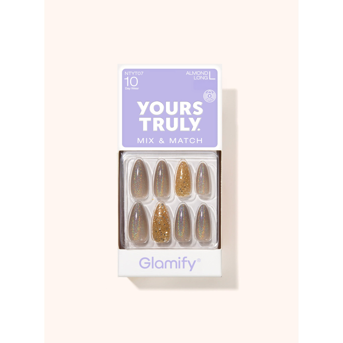 Glamify Yours Truly NTYT07 Almond Long press-on nails