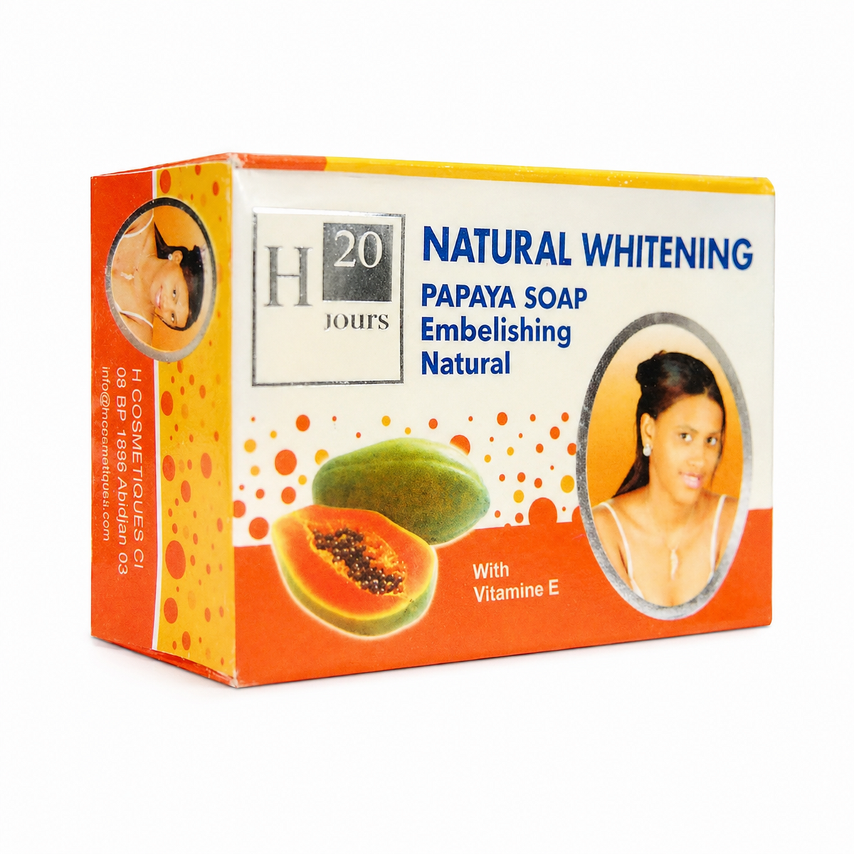 H20 Jours Natural Papaya Soap with Vitamin E 180 g box