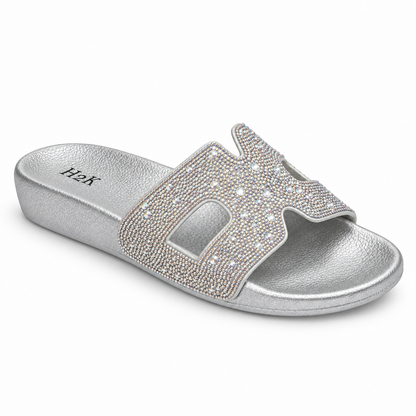H2K Alpha Silver sandal side profile showing low wedge sole