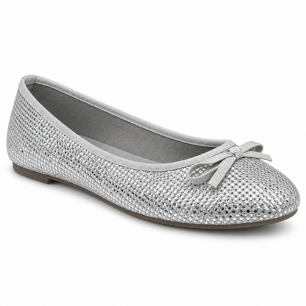 H2K Magic II sparkle ballet flat in Black with rounded toe and bow detail