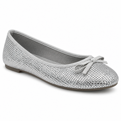 H2K Magic II sparkle ballet flat in Black with rounded toe and bow detail