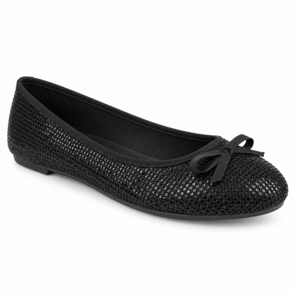 H2K Magic II sparkle ballet flat in Silver with rounded toe and bow detail
