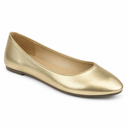 H2K Muse metallic ballet flat in Gold with elongated almond toe