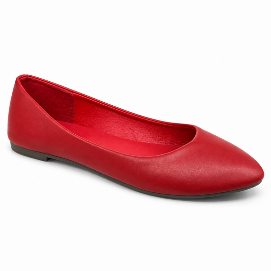 H2K Muse ballet flat in Red with elongated almond toe