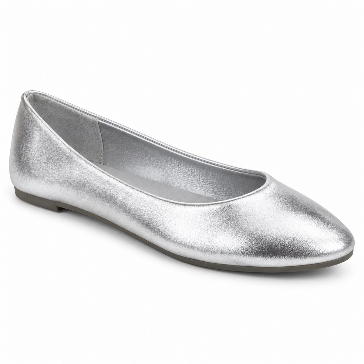 H2K Muse metallic ballet flat in Silver with elongated almond toe