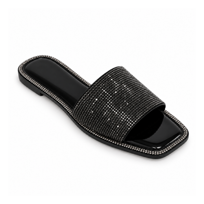 H2K Summer rhinestone slide sandal in Black - main view