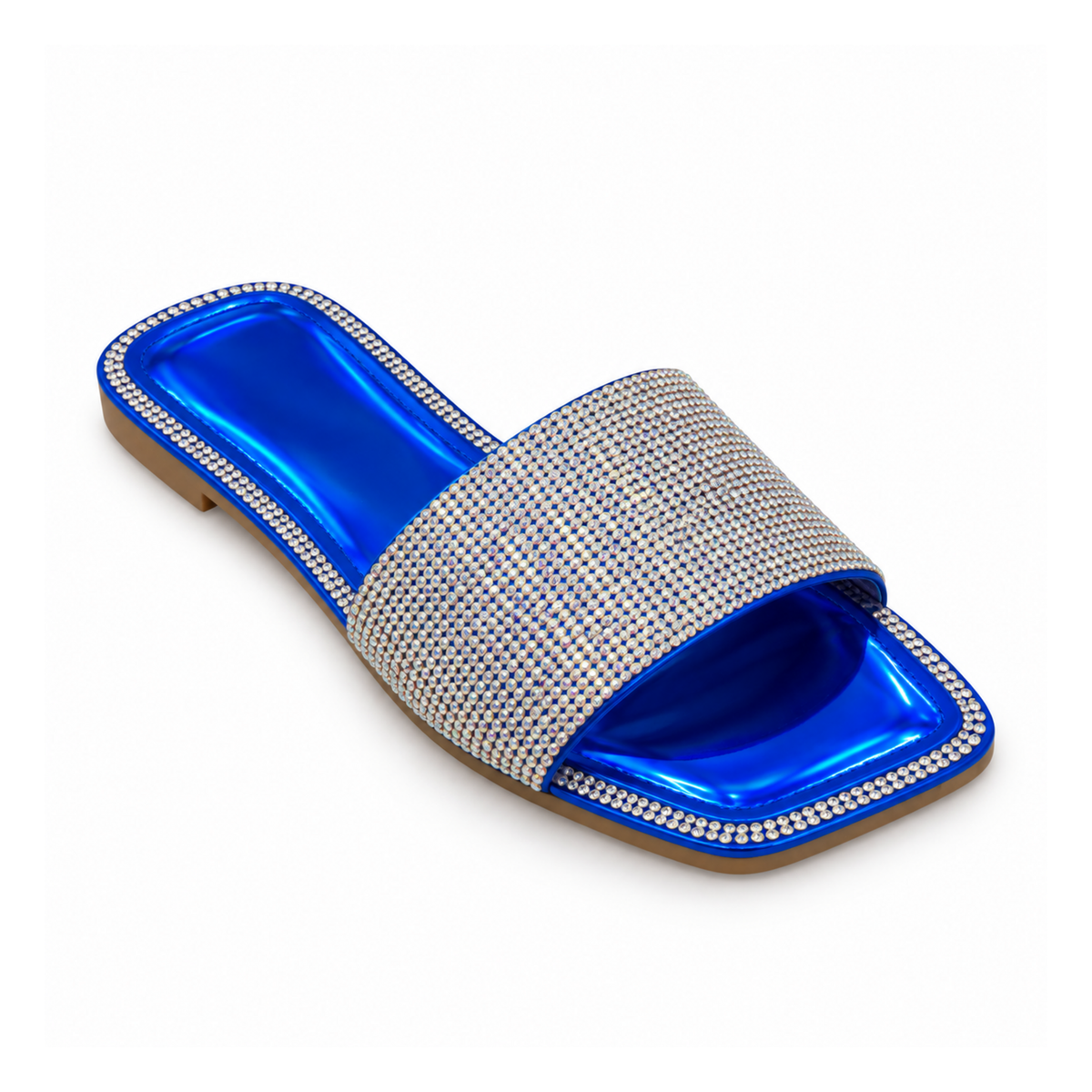 H2K Summer rhinestone slide sandal in Blue - main view