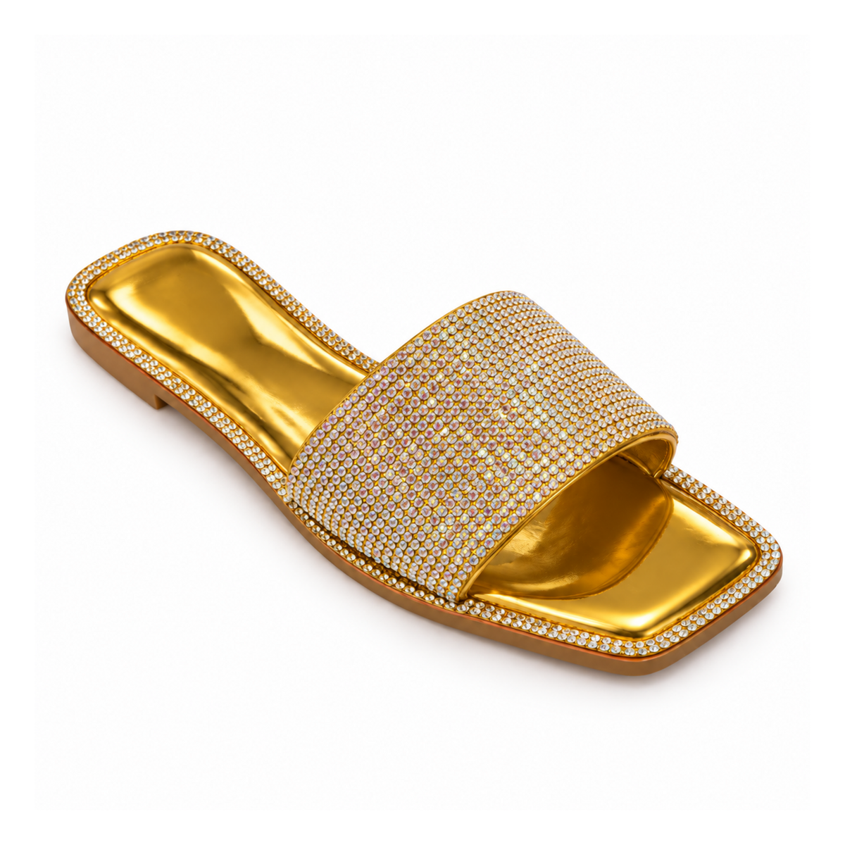 H2K Summer rhinestone slide sandal in Gold - main view