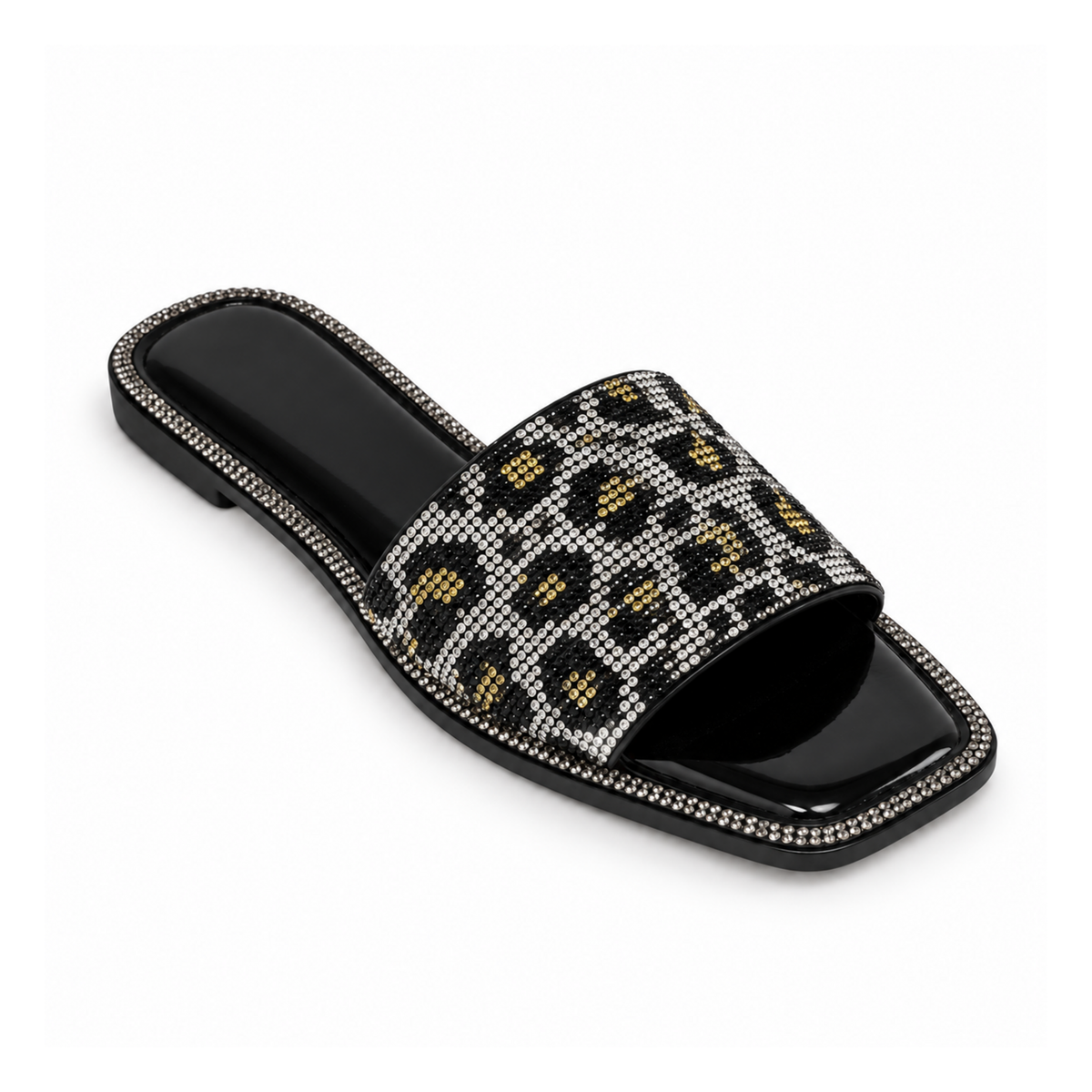 H2K Summer rhinestone slide sandal in Leopard - main view