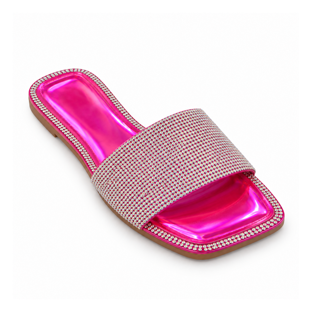 H2K Summer rhinestone slide sandal in Pink - main view