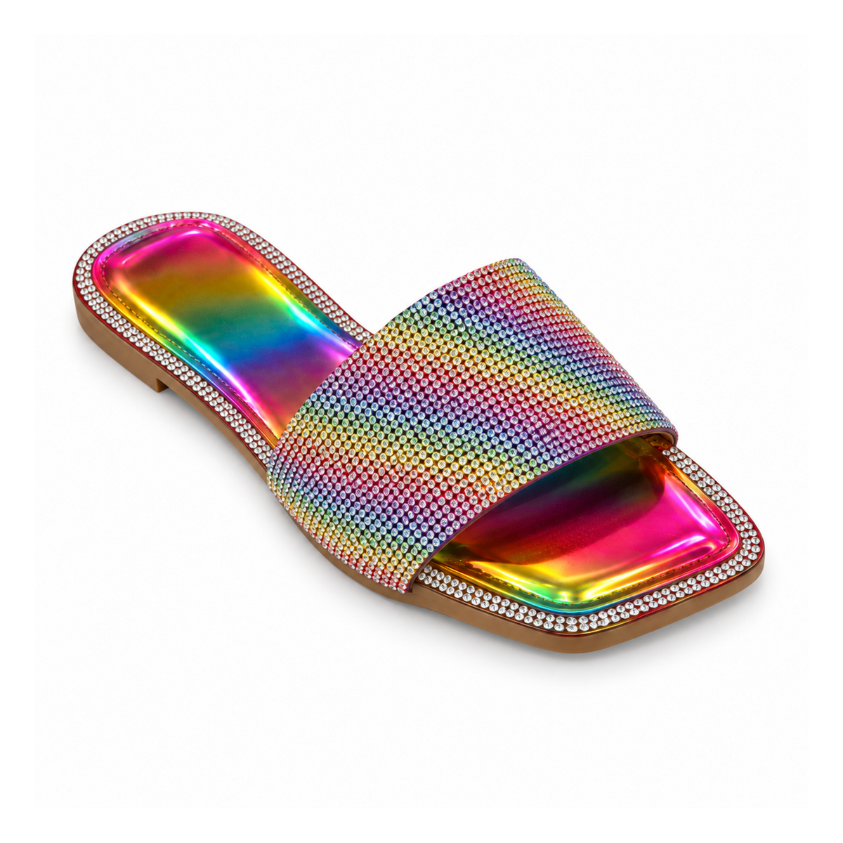 H2K Summer rhinestone slide sandal in Rainbow - main view