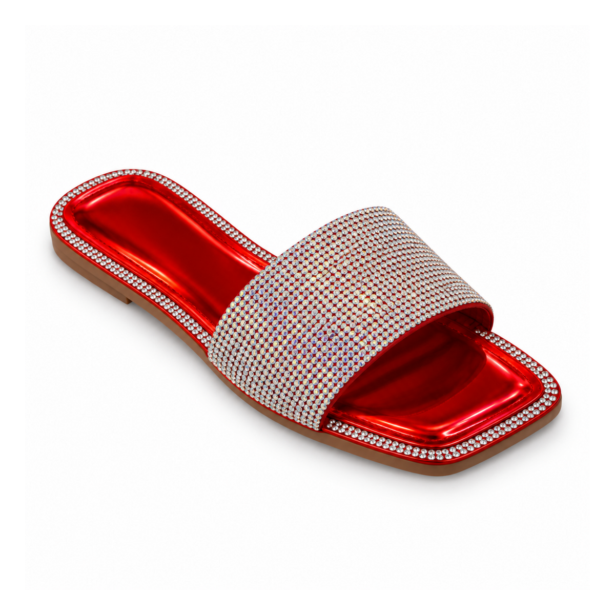 H2K Summer rhinestone slide sandal in Red - main view