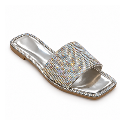 H2K Summer rhinestone slide sandal in Silver - main view