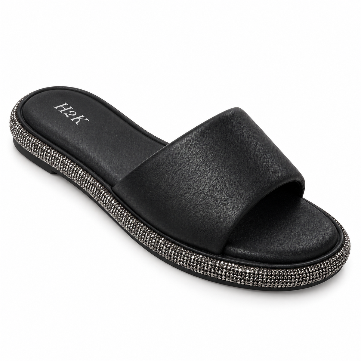 H2K Swan II slide sandal in Black - main view