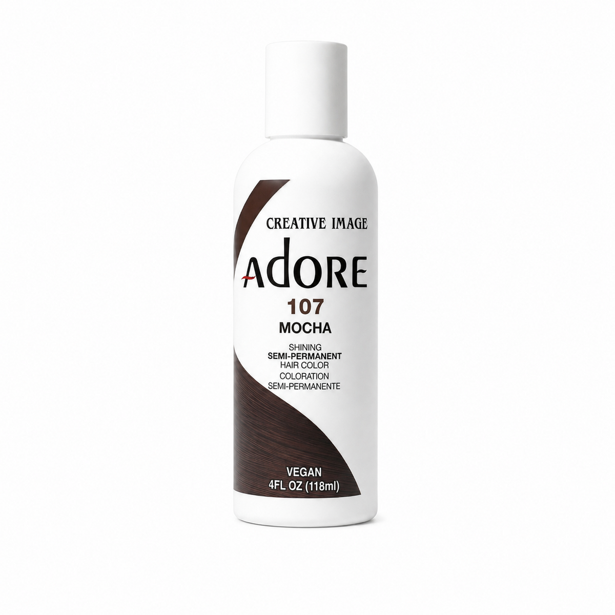 Adore Semi-Permanent Hair Color #107 Mocha semi-permanent hair color 4 fl oz on white background