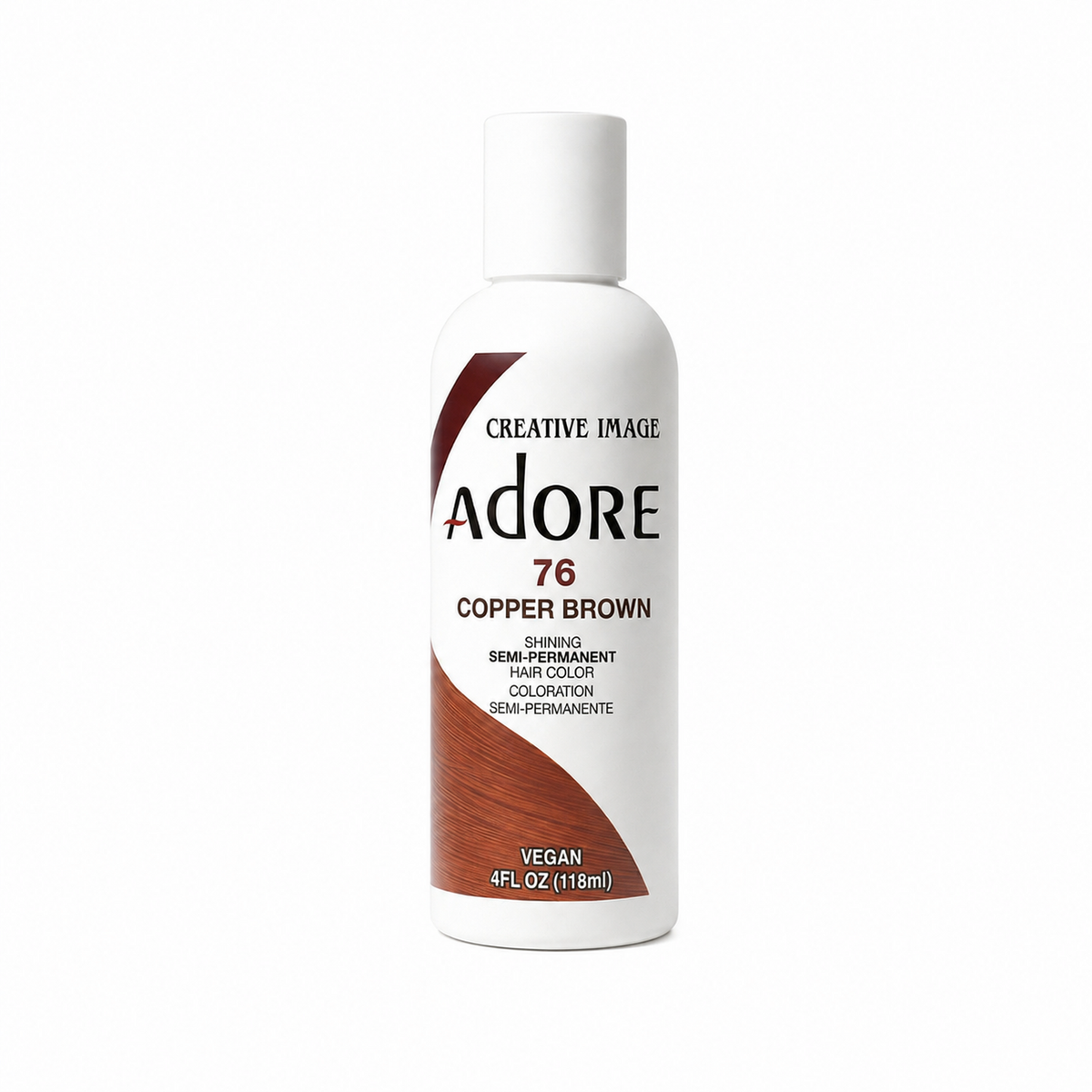 Adore Semi-Permanent Hair Color #76 Copper Brown semi-permanent hair color 4 fl oz on white background