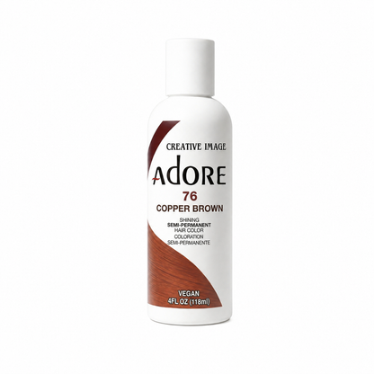Adore Semi-Permanent Hair Color #76 Copper Brown semi-permanent hair color 4 fl oz on white background