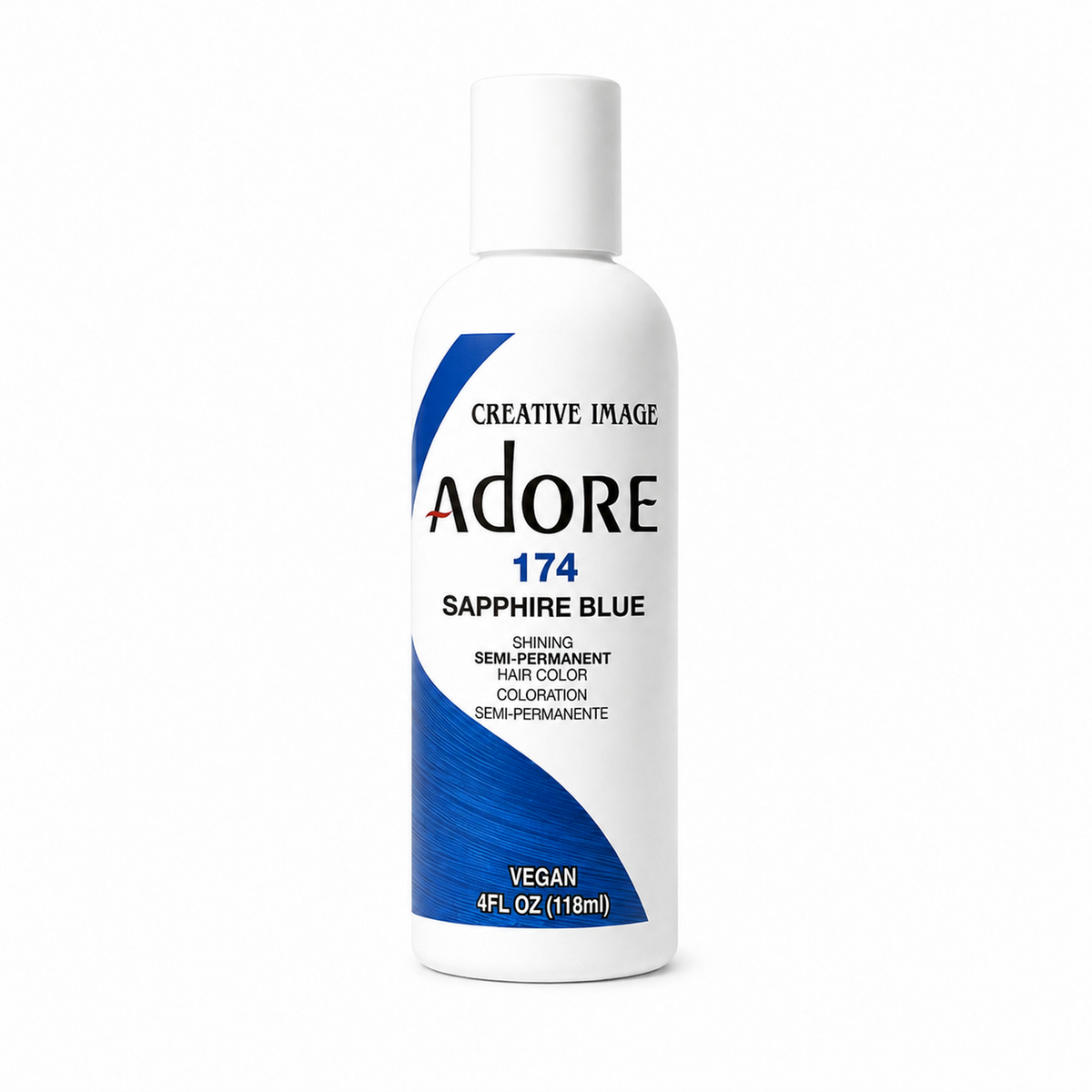 Adore Semi-Permanent Hair Color #174 Sapphire Blue semi-permanent hair color 4 fl oz on white background