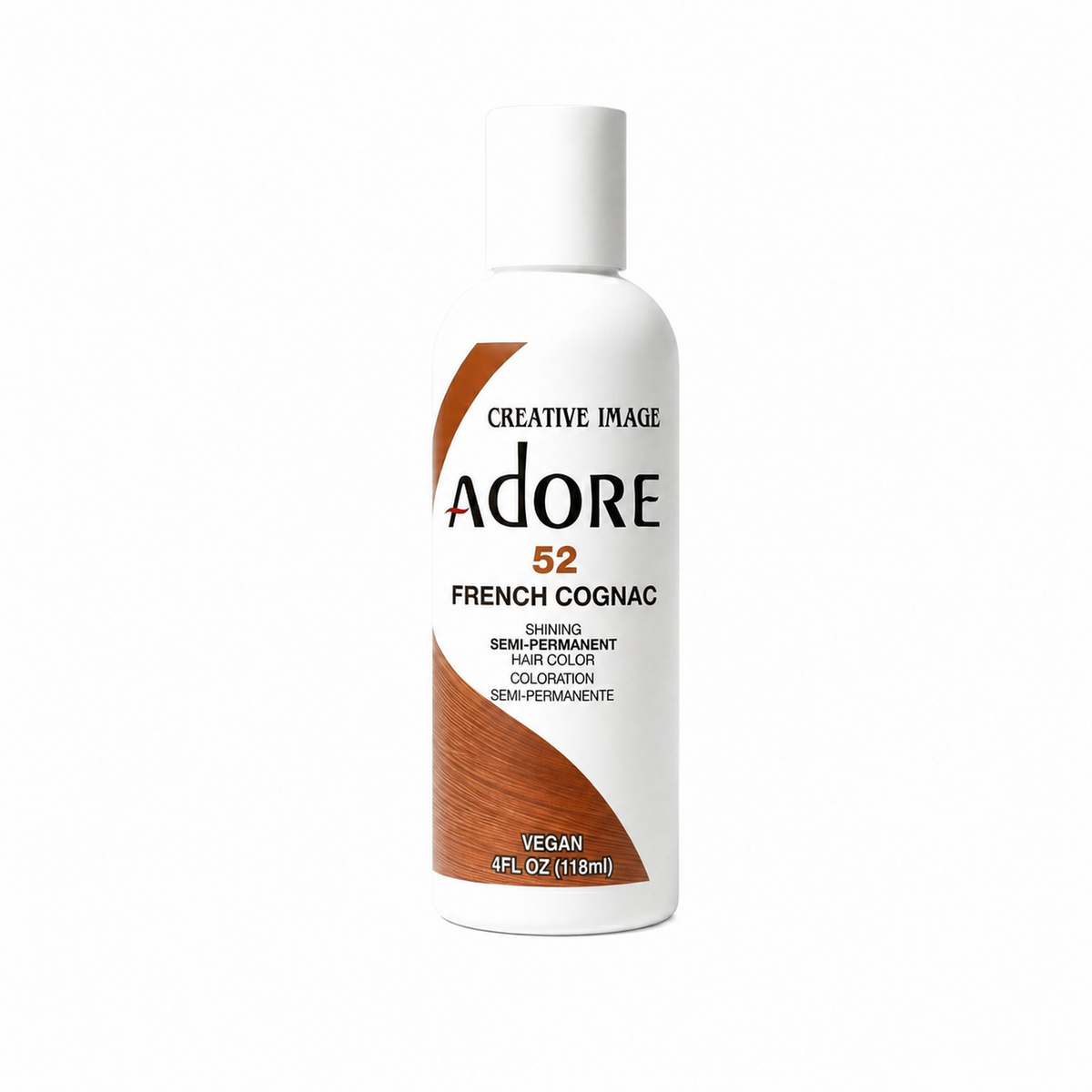 Adore Semi-Permanent Hair Color #52 French Cognac semi-permanent hair color 4 fl oz on white background